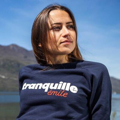 Tranquille Emile - Blue organic cotton women's sweatshirt