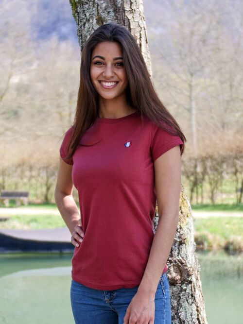 L'Authentique 3.0 - T-shirt femme coton bio rouge bordeaux