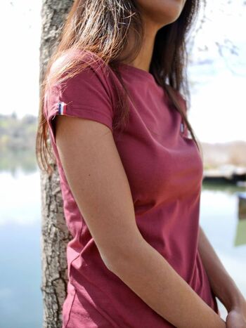 L'Authentique 3.0 - T-shirt femme coton bio rouge bordeaux 4