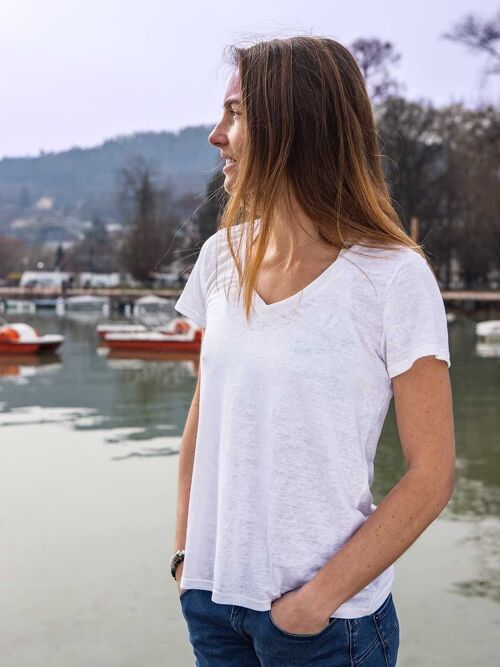 L'Indispensable - Tshirt femme lin blanc