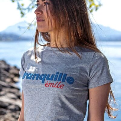 Tranquille Emile - Graumeliertes Damen-T-Shirt aus Bio-Baumwolle