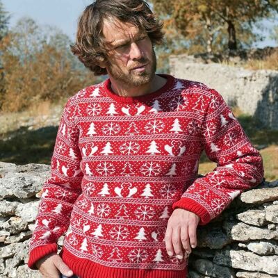 The Christmas Sweater - Roter Wollpullover für Herren