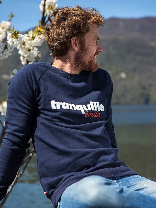 Tranquille Emile - Sweat homme coton bio bleu