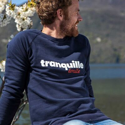 Tranquille Emile - Blue organic cotton men's sweatshirt