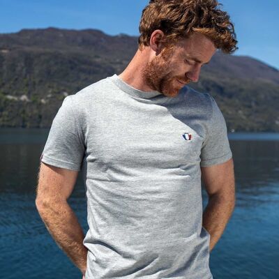 L'Authentique 3.0 - Camiseta de hombre de algodón orgánico gris jaspeado
