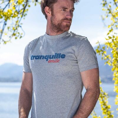 Tranquille Emile - T-shirt da uomo in cotone biologico grigio erica