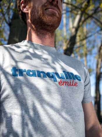 Tranquille Emile - T-shirt homme coton bio gris chiné 3