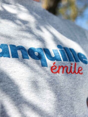 Tranquille Emile - T-shirt homme coton bio gris chiné 4