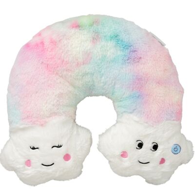 Peluche arcobaleno 2 in 1 - cuscino luminoso e scaldacollo - 40 cm