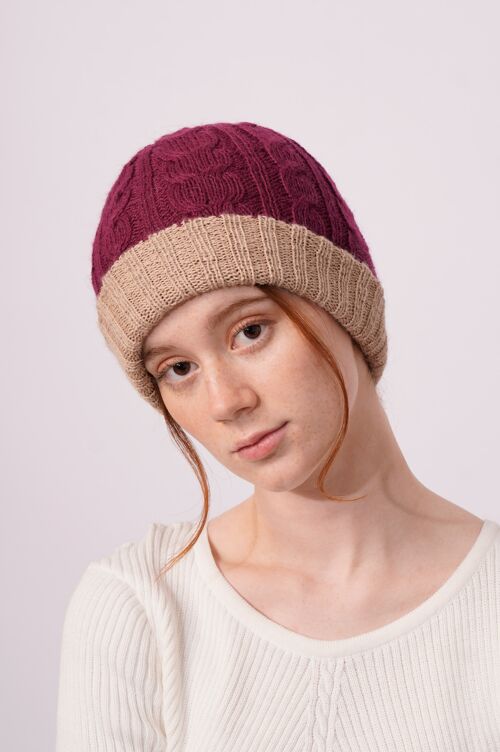 Bonnet Puno Bordeaux-Beige