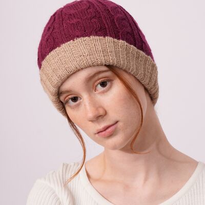 Beanie Puno Bordeaux-Beige