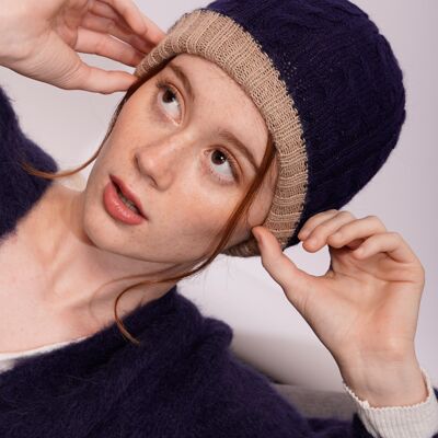 Gorro Puno Azul - Beige