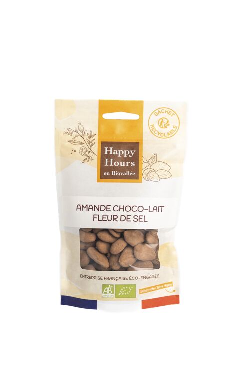 Sachet Amande Choco-lait Fleur de Sel Bio équitable Max Havelaar (carton 8 sachets de 130g)- sélection Pâques