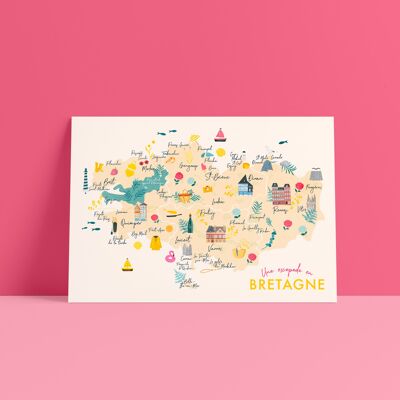 Postkarte - Karte der Bretagne