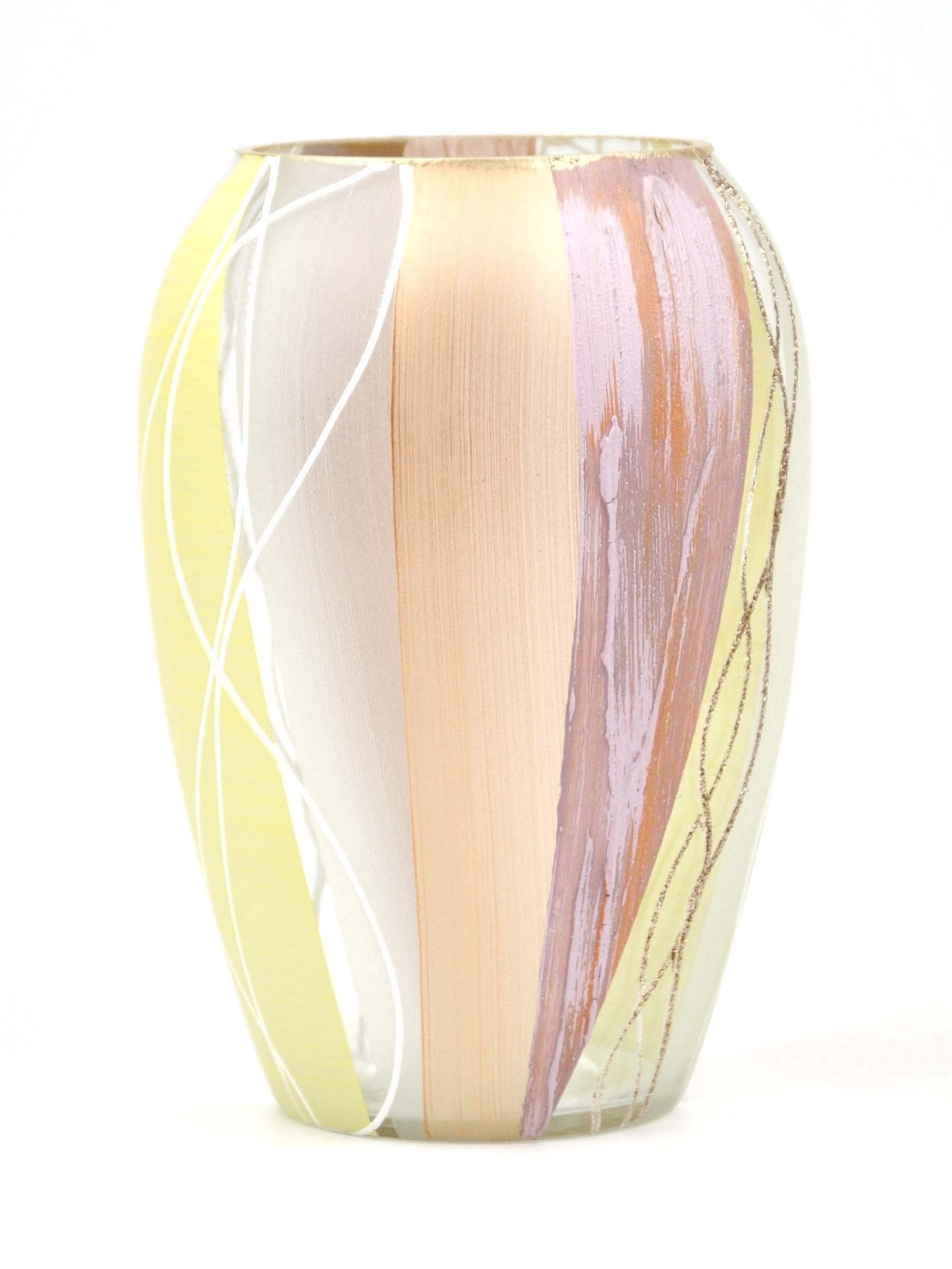 Vaso per fiori in vetro dipinto a mano 9381/200/sh112 | Vaso da tavolo Bud altezza 20 cm