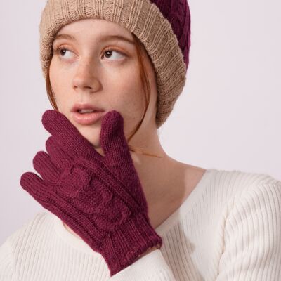 Gants Puno Bordeaux - Beige