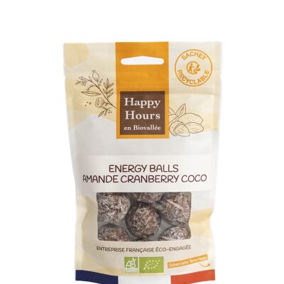 Organic Almond Cranberry Coco Energy Balls bag (box of 8 bags of 120g)