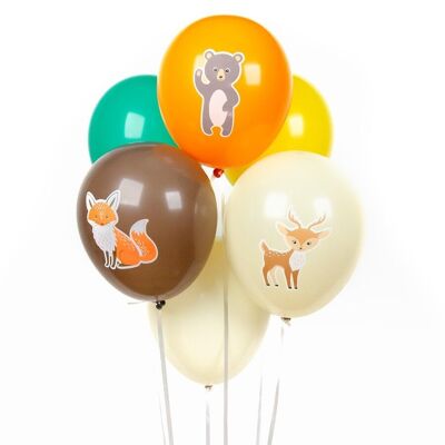 6 Ballons mit Waldtieren