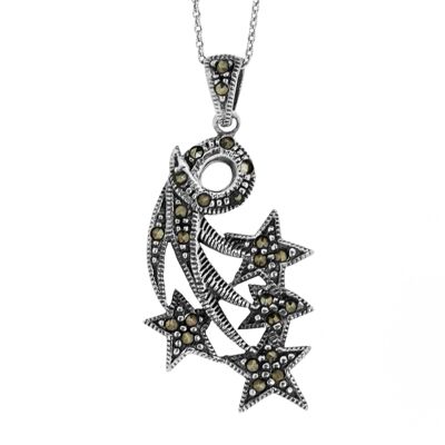 Marcasite Shooting Star Pendant with 18"inch Trace Chain and Presentation Box