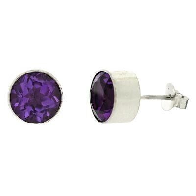 8 mm facettierte Amethyst-Ohrstecker mit Präsentationsbox