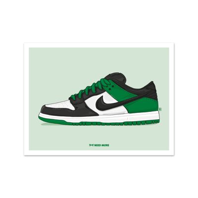Need More Nike SB Dunk Low Classic Green Art Print