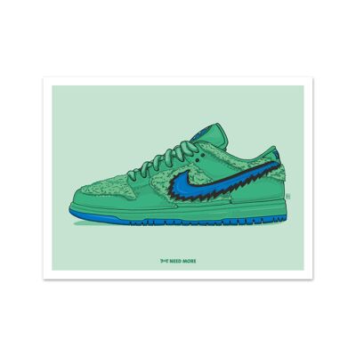 Need More Nike SB Dunk Low Grateful Dead Green Art Print