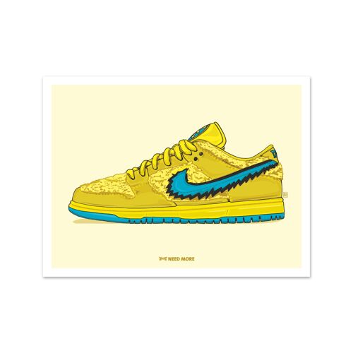 Need More Nike SB Dunk Low Grateful Dead Yellow Art Print