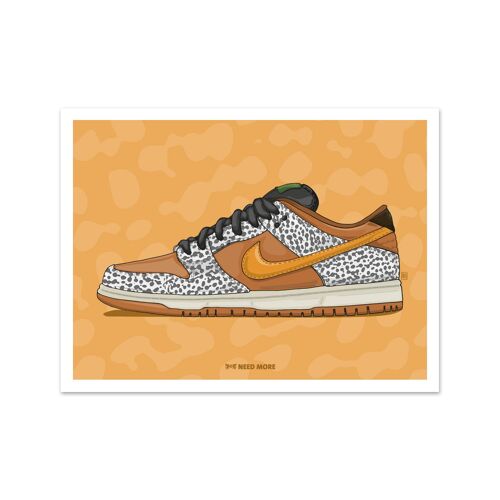 Need More Nike SB Dunk Low Safari Art Print