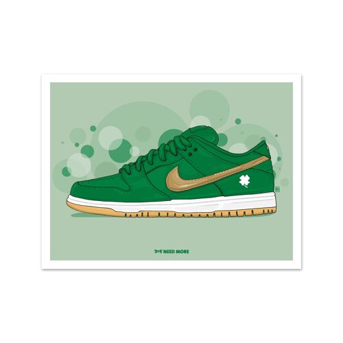 Need More Nike SB Dunk Low St. Patricksday Art Print