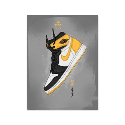 Nome Air Jordan 1 giallo ocra stampa artistica