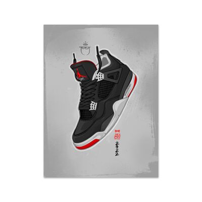 Nombre Air Jordan 4 Bred Lámina artística