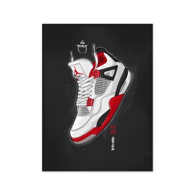 Nombre Air Jordan 4 Fire Red Lámina artística
