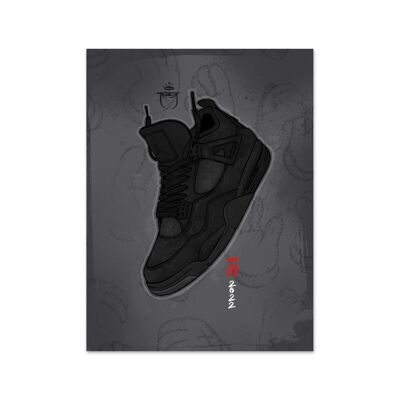 Name Air Jordan 4 Kaws Schwarzer Kunstdruck