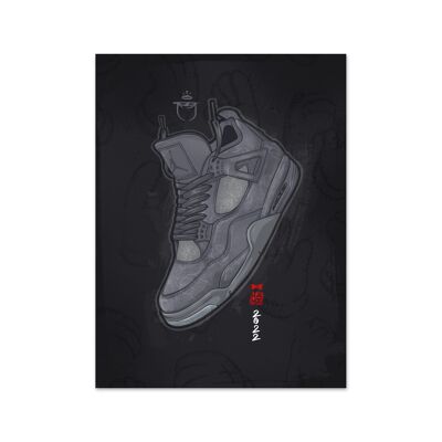Nom Air Jordan 4 Kaws Gris Impression artistique