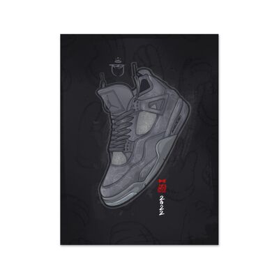 Nombre Air Jordan 4 Kaws Grey Lámina artística