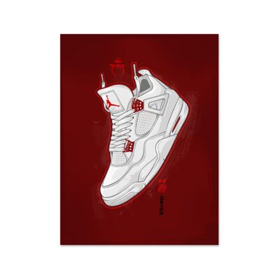 Nombre Air Jordan 4 Rojo Metálico Lámina artística