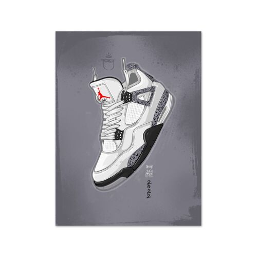 Name Air Jordan 4 White Cement Art Print