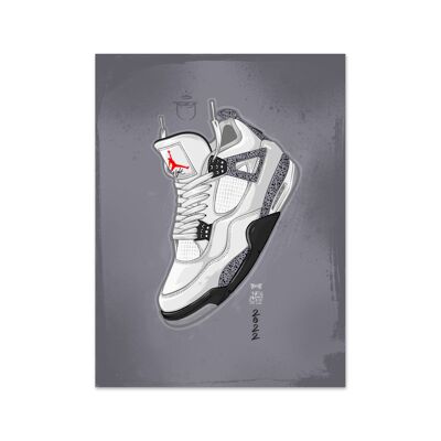 Name Air Jordan 4 White Cement Kunstdruck