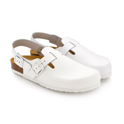 White TT. Clog for work or home with back strap