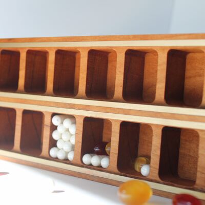 wooden pill box, cherry wood, daily and weekly pill organizer, wooden box, organizer