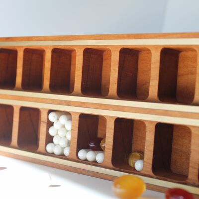 wooden pill box, cherry wood, daily and weekly pill organizer, wooden box, organizer