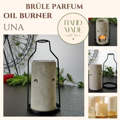 Inspiration Series Perfume Burner – Una – in Metal and Cement – ​​Quality Healthy Diffusion – Perfumed Waxes, Essential Oils