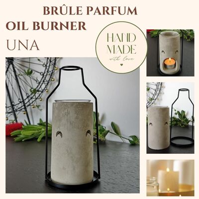 Perfume Burner Inspiration Series - Una - in Metal and Cement - Quality Healthy Diffusion - Scented Waxes, Essential Oils - Gift Idea