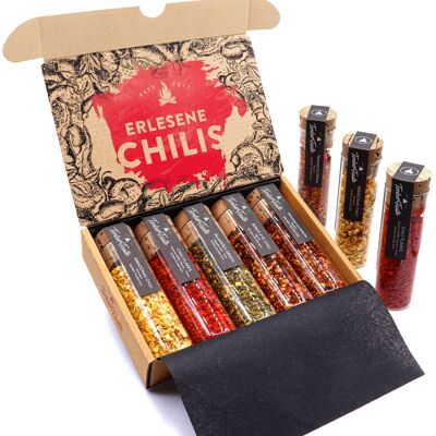 Scharfes Chili Geschenkset bis 700000 Scoville I 5 handverlesene Chilis, inkl. Chililexikon (PDF) I Top Chili Set für Hobbyköche