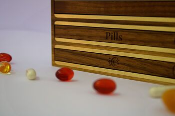 petit pilulier mensuel, pilulier quotidien, pilulier, boîte en bois, pilulier en bois 2