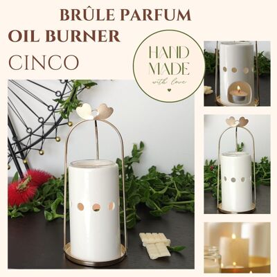 Perfume Burner Inspiration Series - Cinco - Candle Holder, Fondant Scented Waxes - Ceramic and Metal - Soft Diffusion - Decoration Idea