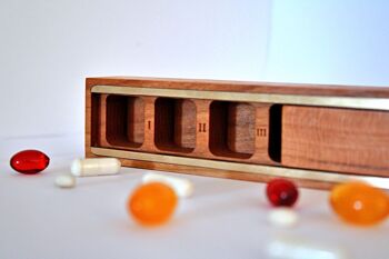 pilulier en bois, pilulier quotidien et hebdomadaire, pilulier organisateur, boîte en bois 3