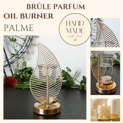Perfume Burner Inspiration Series - Palma - Difusor de aceites esenciales y fragancia para el hogar - Accesorio de aromaterapia - Patrón decorativo de metal
