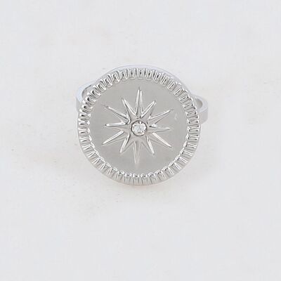 Tara ring - Silver and white rhinestones
