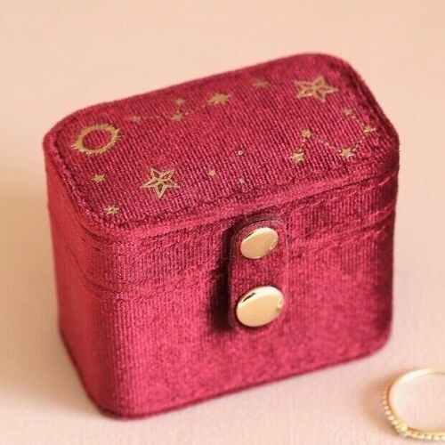 Starry Night Velvet Ring Case in Cranberry